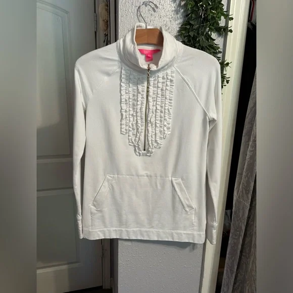 Lilly Pulitzer | Joyce Popover Resort Ruffle Quarter Zip | Size XS - Picture 1 of 5